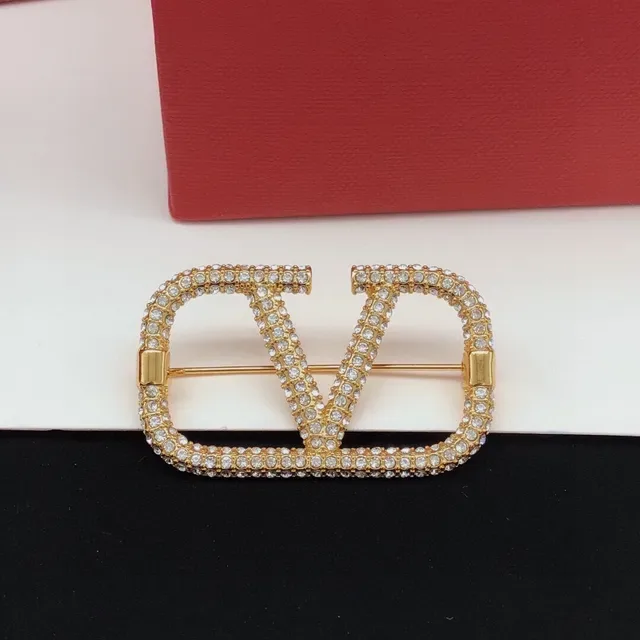 Valentino Gold Black Pavé-Crystal VLOGO Monogram Brooch 4
