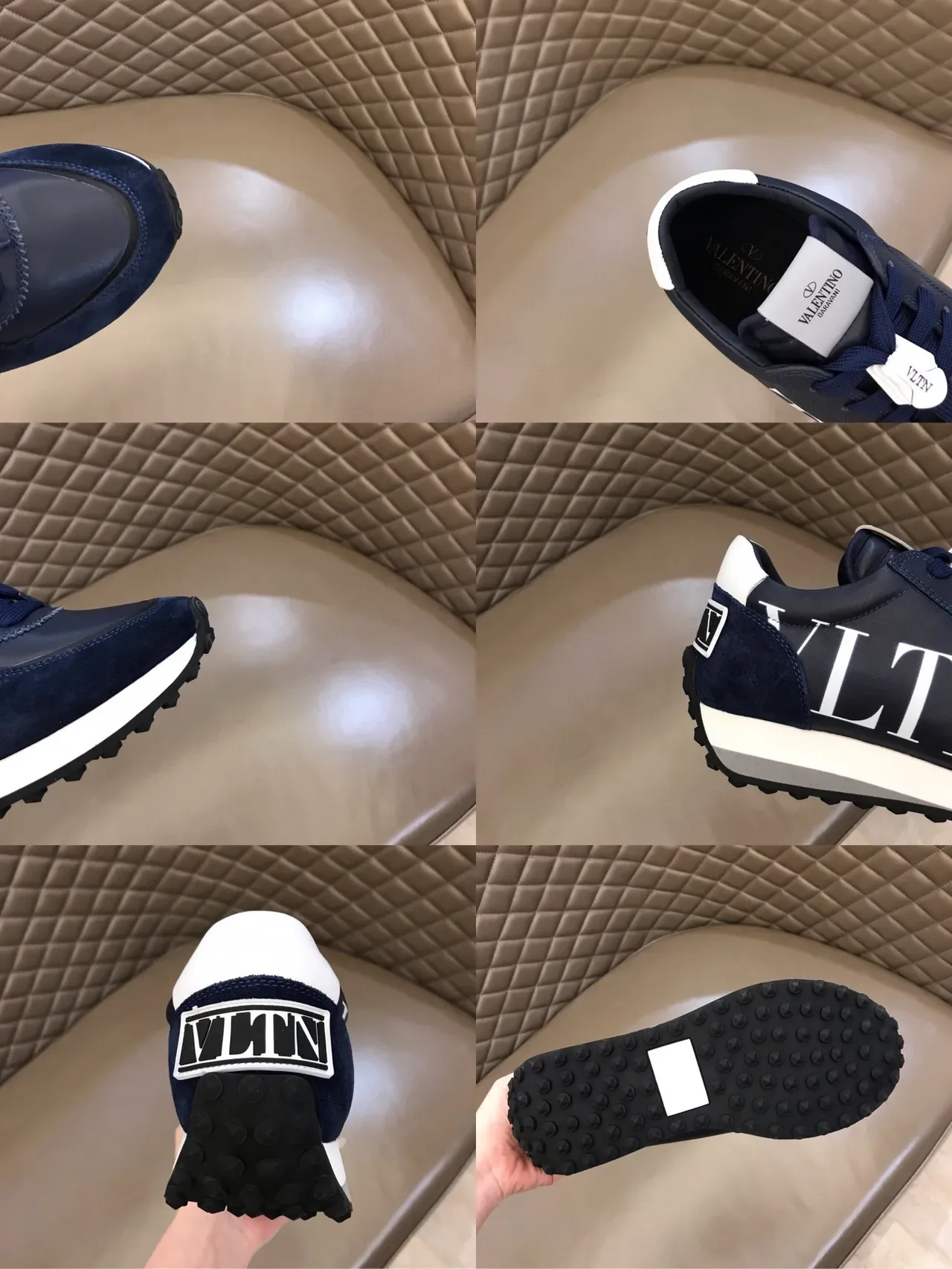 Valentino Navy White Suede And Leather Bold VLTN Logo Lifestyle Sneakers 3