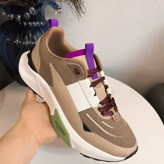 Valentino Open Beige White malha com camadas e sobreposições sintéticas solado médio esculpido tênis lifestyle