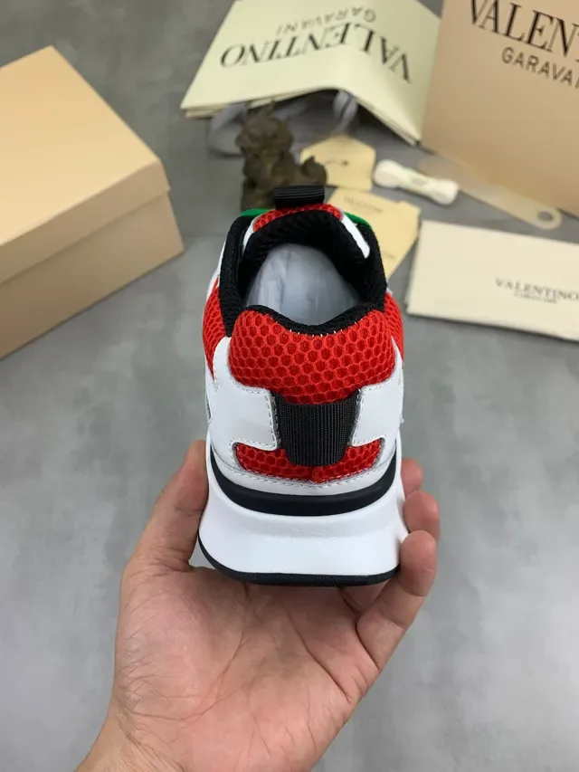 Valentino Red Green Sole Honeycomb Mesh Chunky Sneakers 3