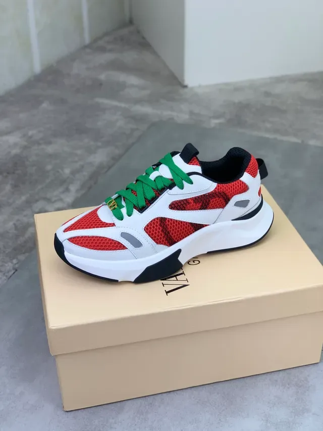 Valentino Red Green Sole Honeycomb Mesh Chunky Sneakers 4