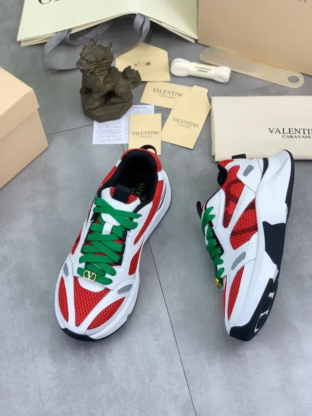 Valentino Red Green Sole Honeycomb Mesh Chunky Sneakers 5