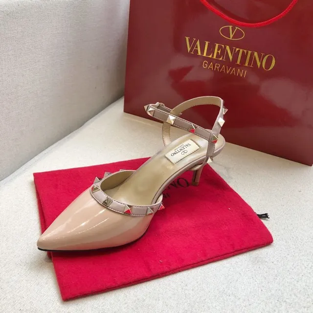 Valentino Rockstud Nude Patent Studded T-Strap Stilettos 4