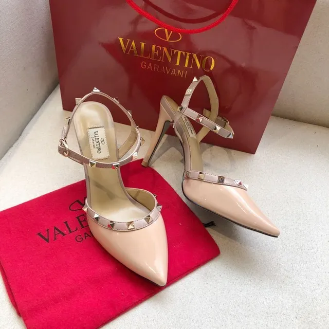 Valentino Rockstud Nude Patent Studded T-Strap Stilettos 5