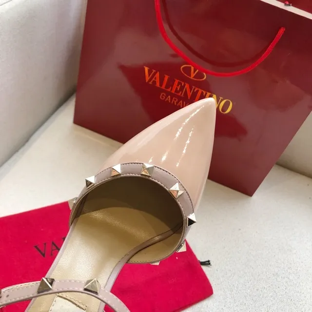 Valentino Rockstud Nude Patent Studded T-Strap Stilettos 7