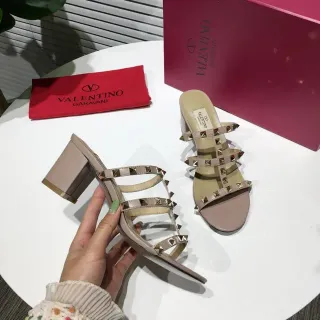 Valentino Rockstud Nude Studded Gladiator Sandals