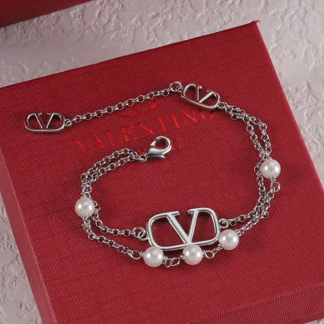 Valentino VLogo Bracelet Double Chaîne Perles 2