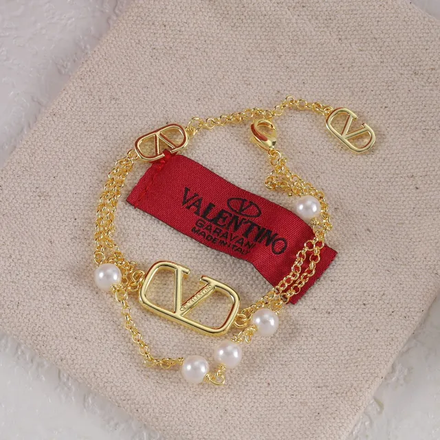 Valentino VLogo Bracelet Double Chaîne Perles 3