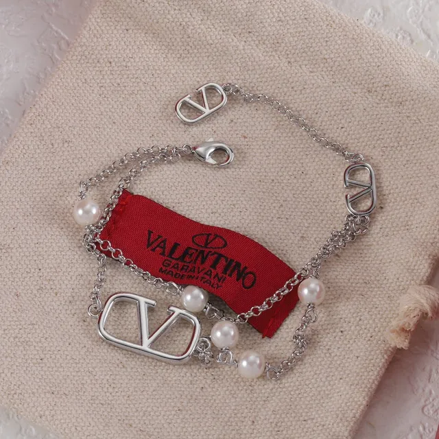 Valentino VLogo Bracelet Double Chaîne Perles 4