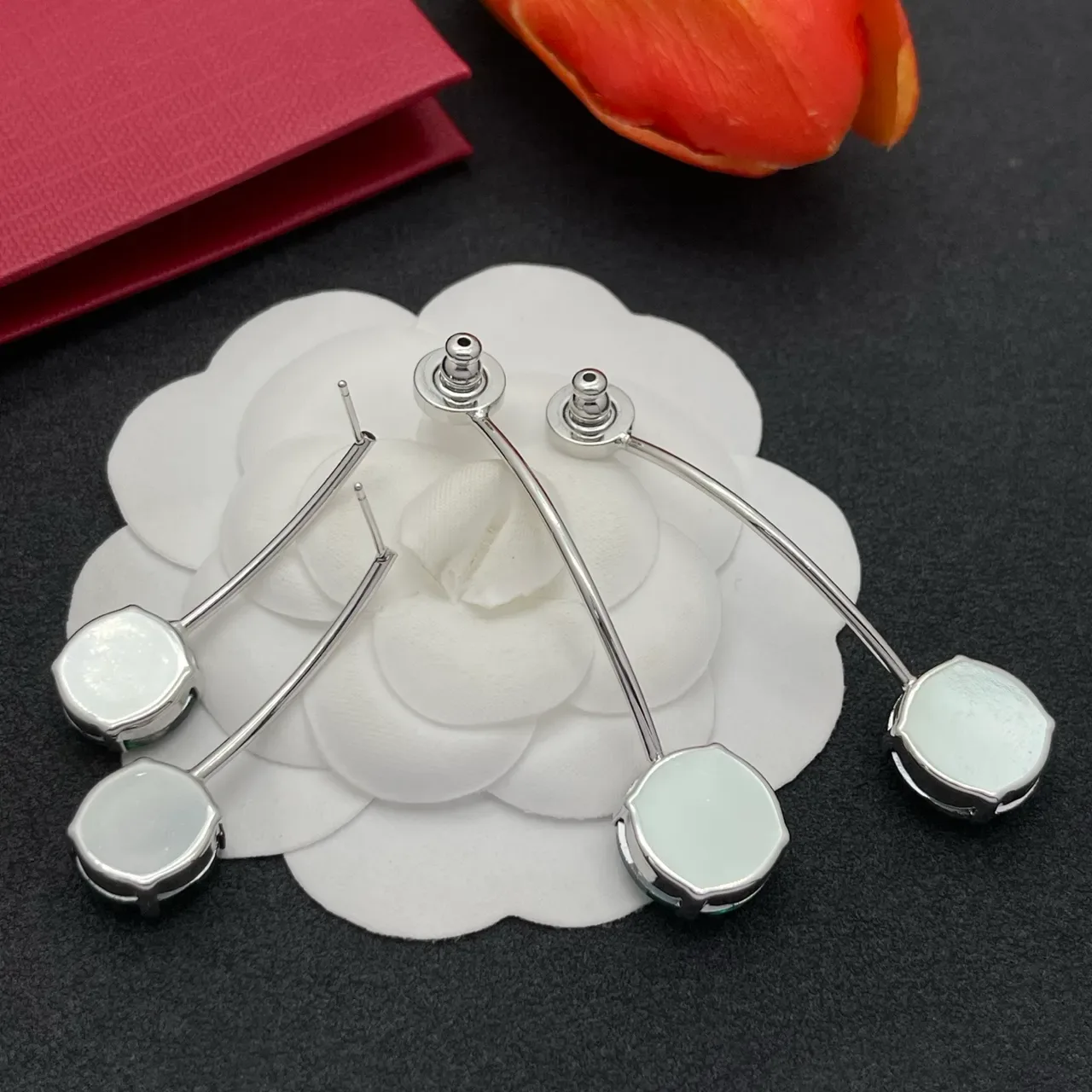 Valentino VLogo Double-Stone Emerald Green Crystal Earrings 3