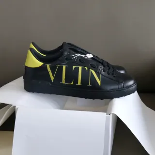 Valentino VLTN Black and Yellow Leather Lifestyle Sneakers