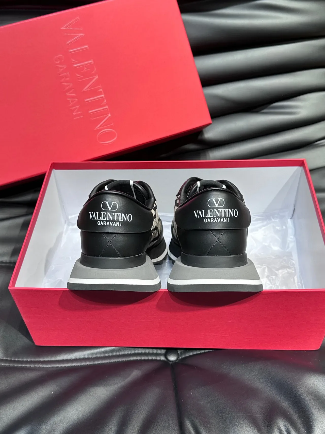 Valentino VLTN Runner Black and Beige Monogram Lifestyle Sneakers 7