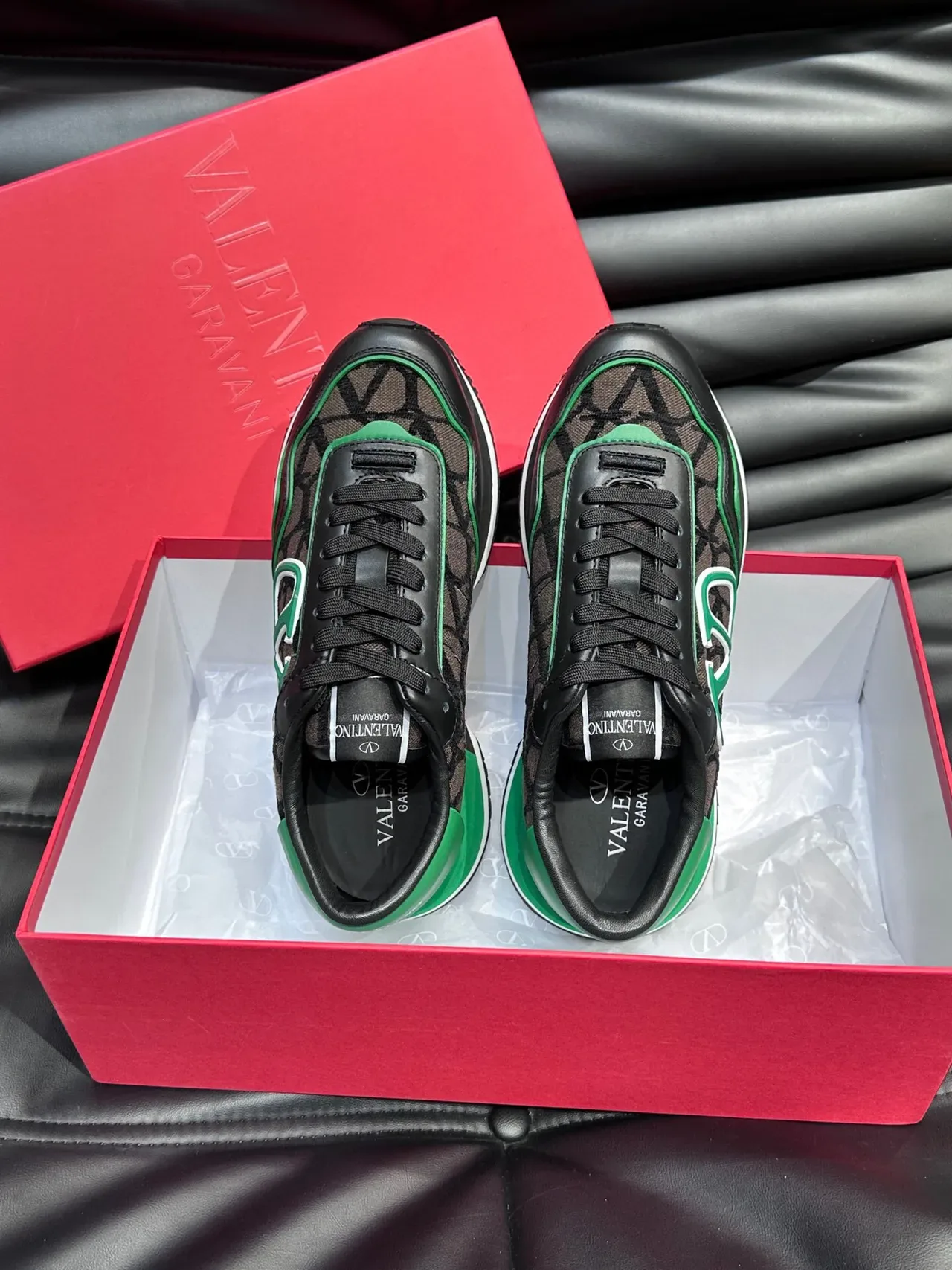 Valentino VLTN Runner সবুজ কালো Monogram Lifestyle Sneakers 5