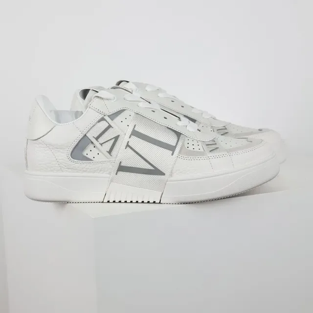 Valentino VLTN Sneaker White Gray Low-Top Pebbled Leather Lifestyle Sneakers 3