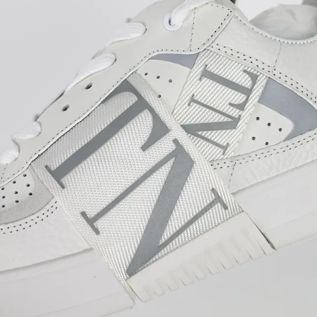 Valentino VLTN Sneaker White Gray Low-Top Pebbled Leather Lifestyle Sneakers 6