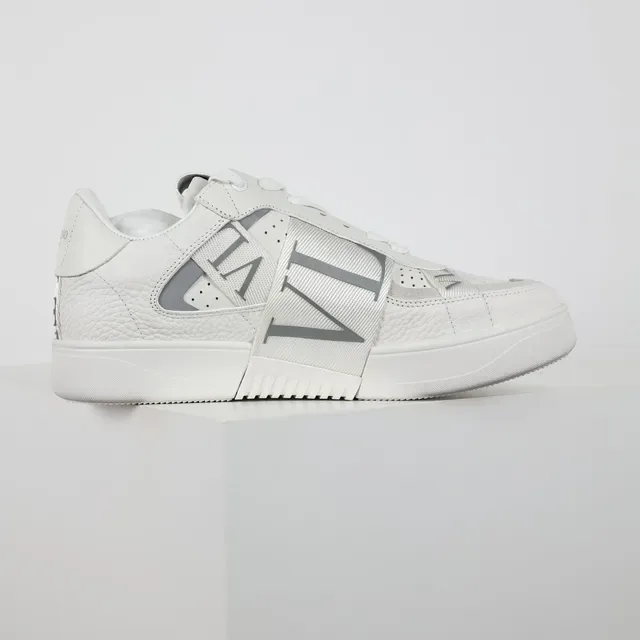 Valentino VLTN Sneaker White Gray Low-Top Pebbled Leather Lifestyle Sneakers 7