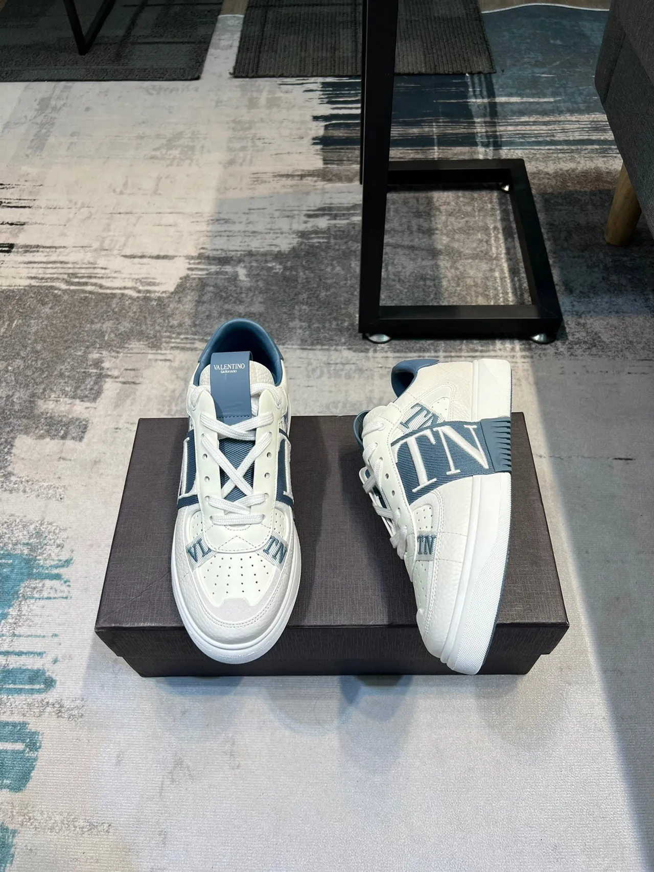 Valentino VLTN White and Light Blue Lifestyle Sneakers 4