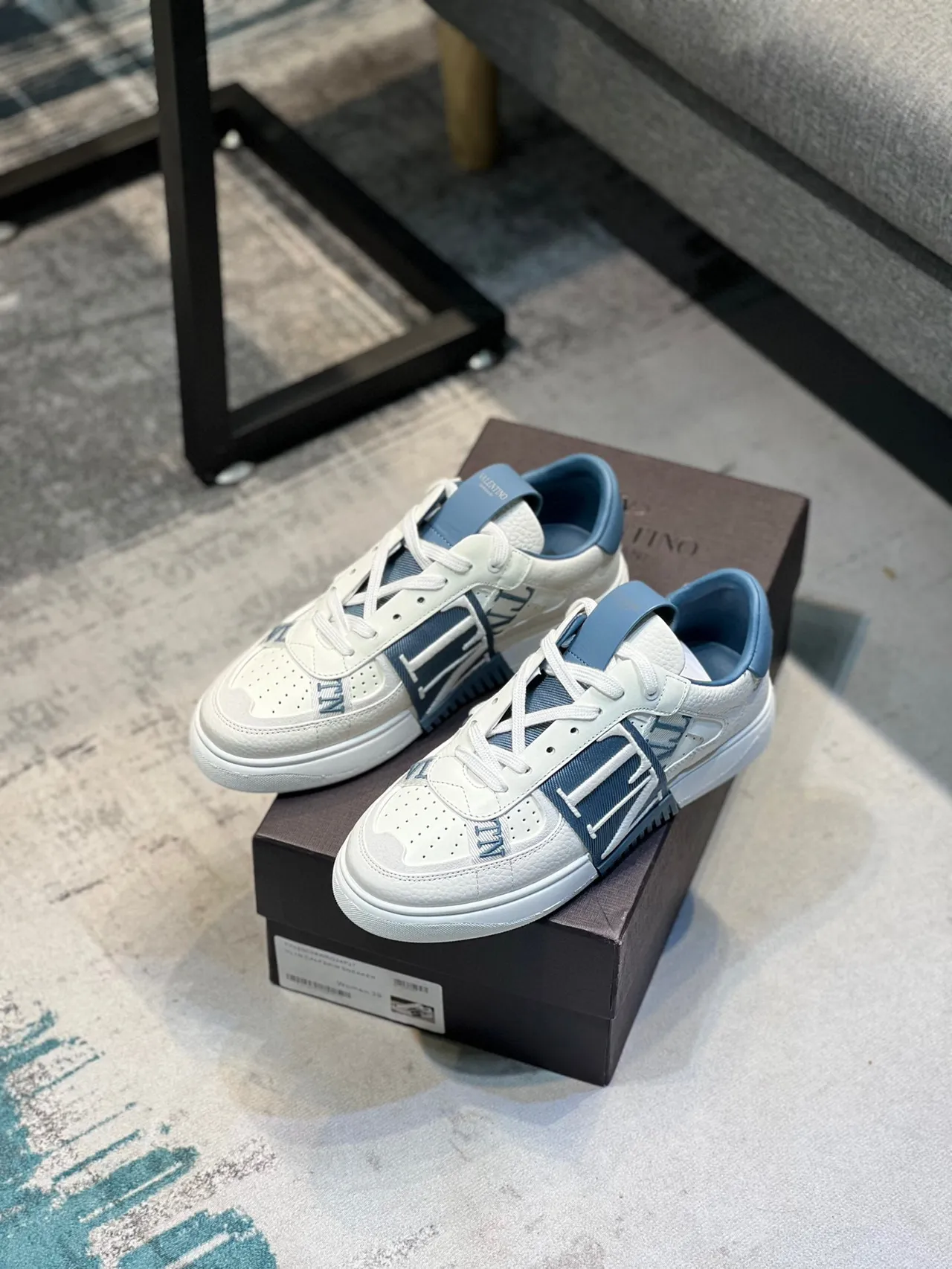 Valentino VLTN White and Light Blue Lifestyle Sneakers 7