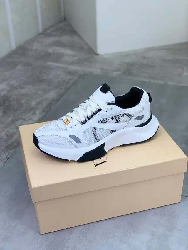 Valentino White Black Mesh And Synthetic Overlay Construction Sculpted Sole Chunky Sneakers 4