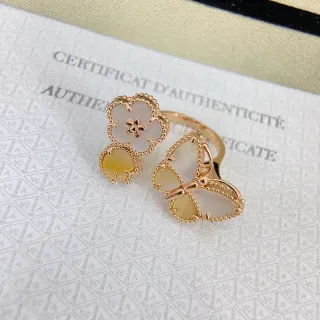 Van Cleef & Arpels Alhambra 和 Butterfly 珍珠母戒指