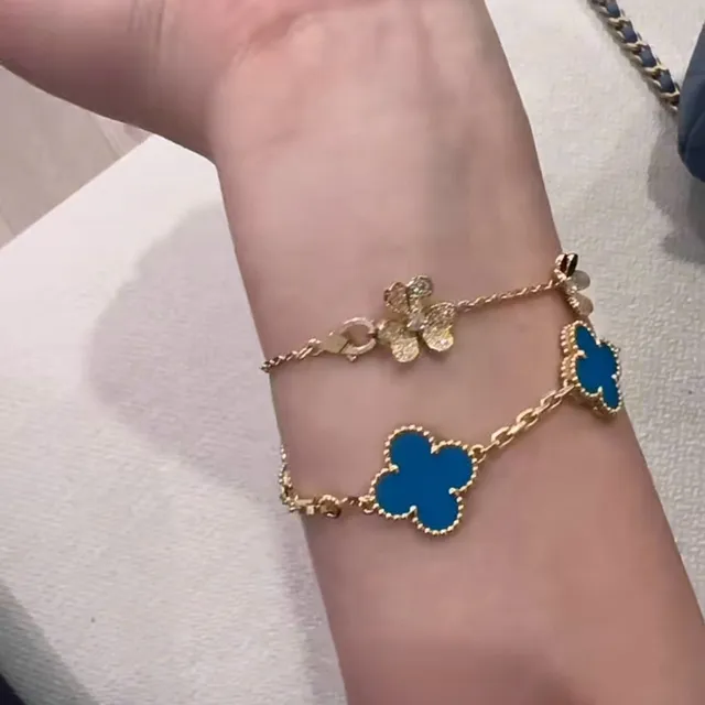 Van Cleef & Arpels Alhambra पाँच मोटिफ्स सोने और डायमंड ब्रेसलेट 2