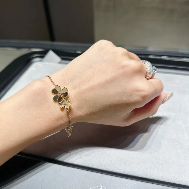 Van Cleef & Arpels Alhambra पाँच मोटिफ्स सोने और डायमंड ब्रेसलेट 7