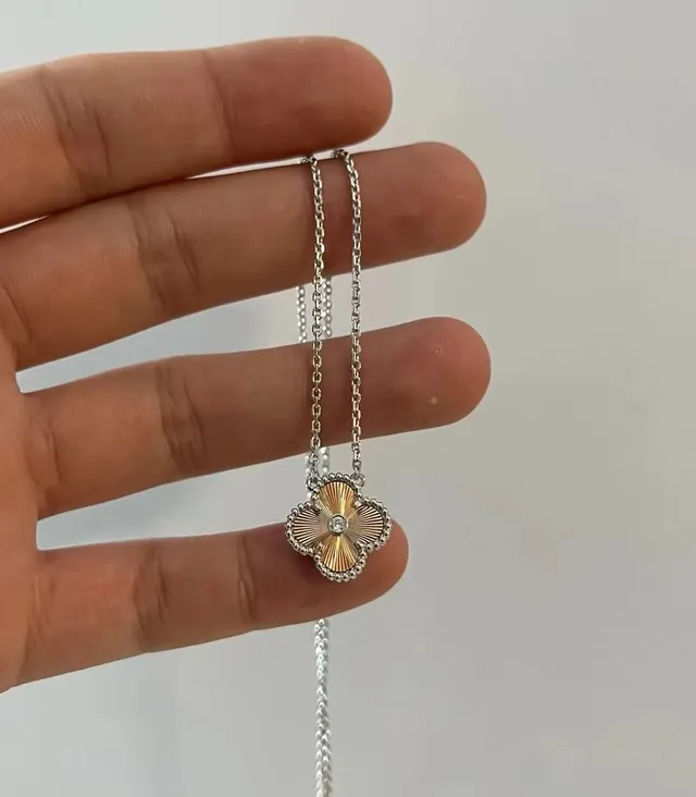 Van Cleef & Arpels Alhambra Four-Leaf Clover Gold and Diamond Necklace 5