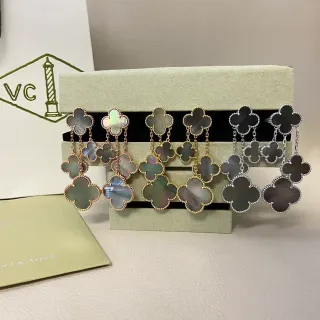 Van Cleef & Arpels Alhambra Mother-of-Pearl and Gold-Tone Dangling Earrings