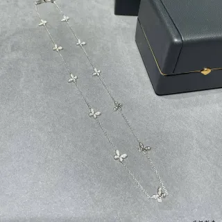 Van Cleef & Arpels 蝴蝶 Pavé 银色项链