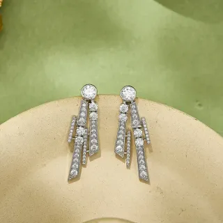Van Cleef & Arpels Geometric Pavé Diamond Multi-Tier Earrings