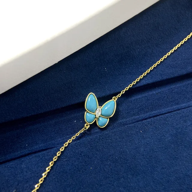Van Cleef & Arpels Papillon 绿松石和钻石蝴蝶手链 3