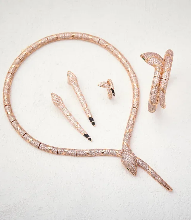Colar Van Cleef & Arpels Serpent Bohème Pavé Ouro Rosa 2