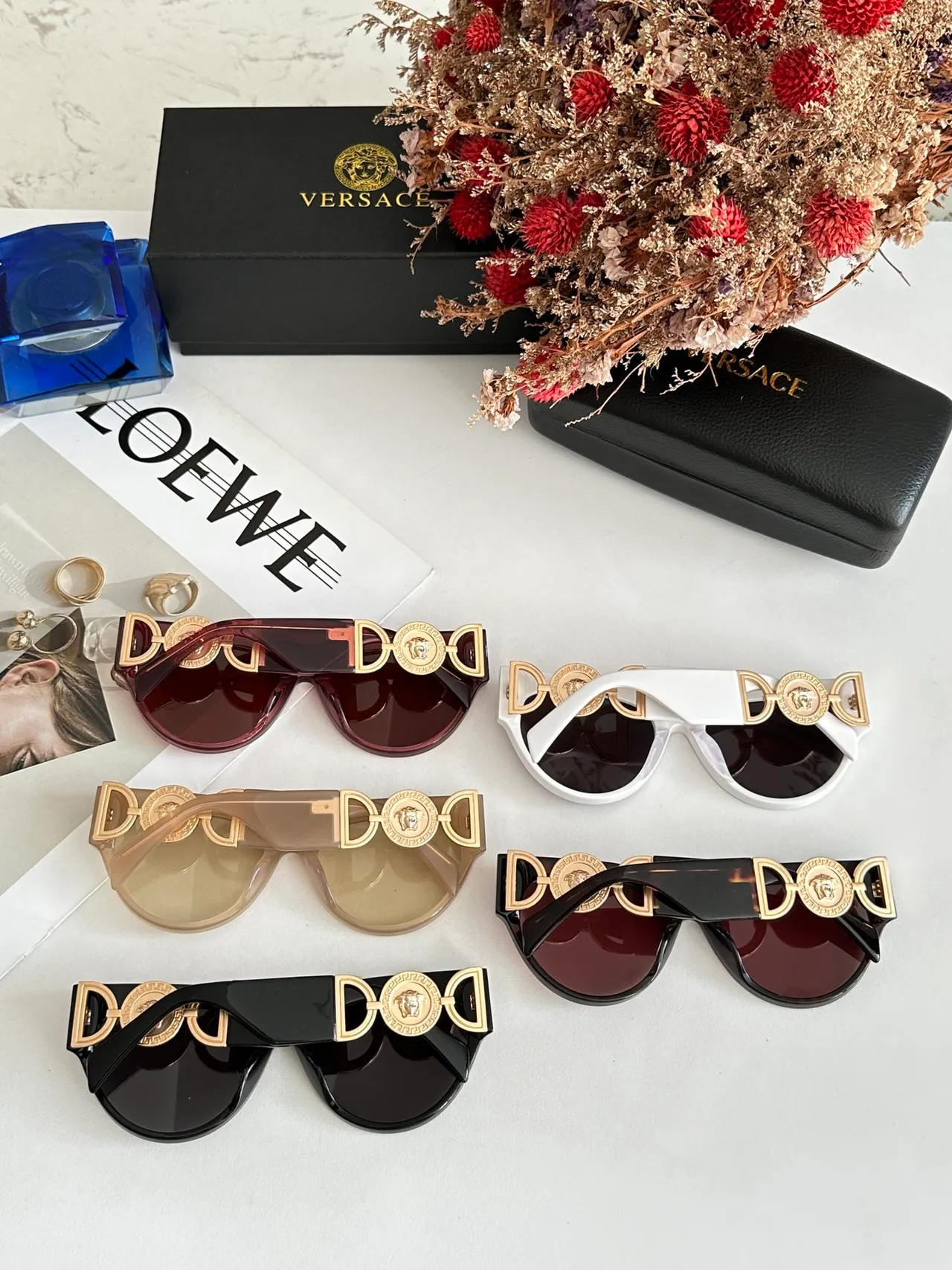 Versace Chain Reaction Beige Acetate Medusa Hardware lunettes de soleil 5