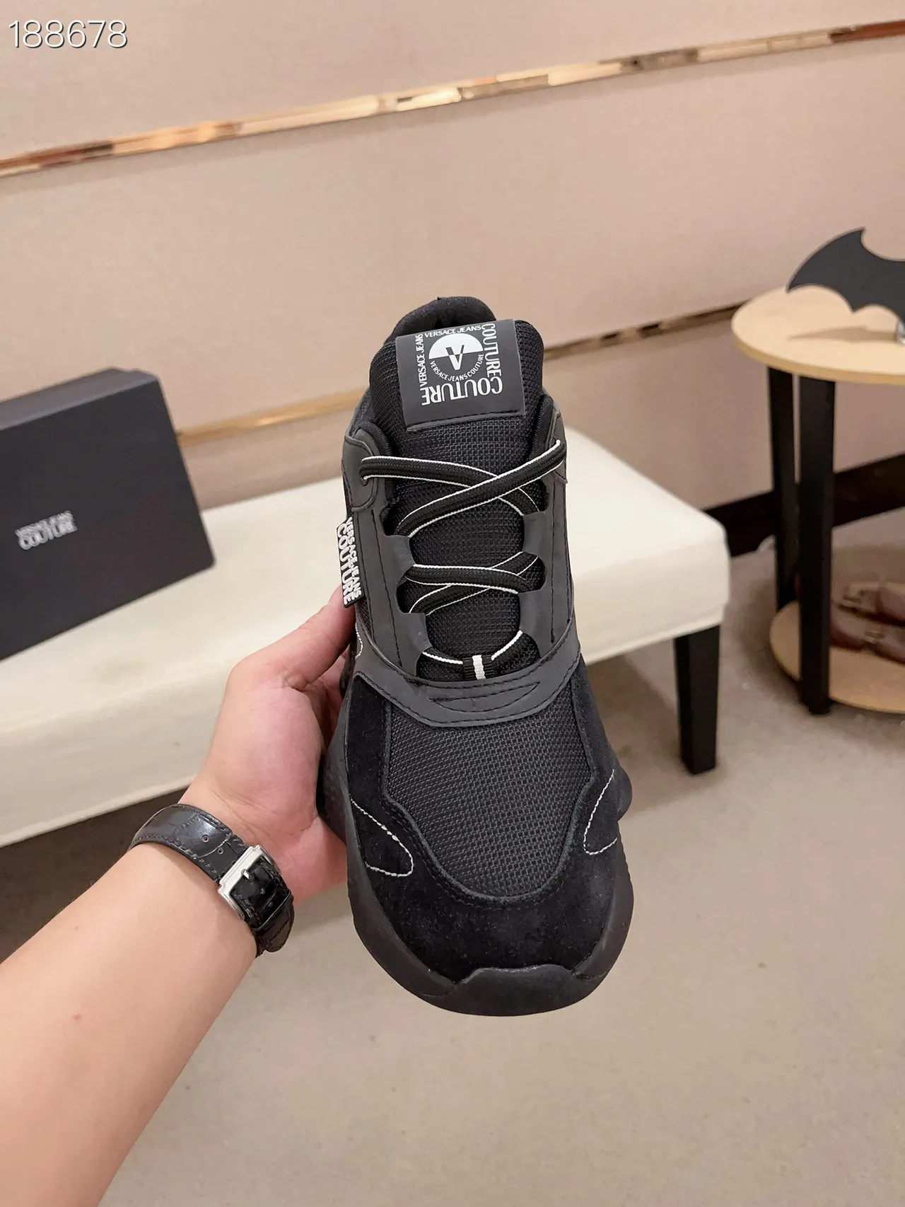 Versace Chain Reaction أحذية رياضية سوداء شفافة كعب سميك 6