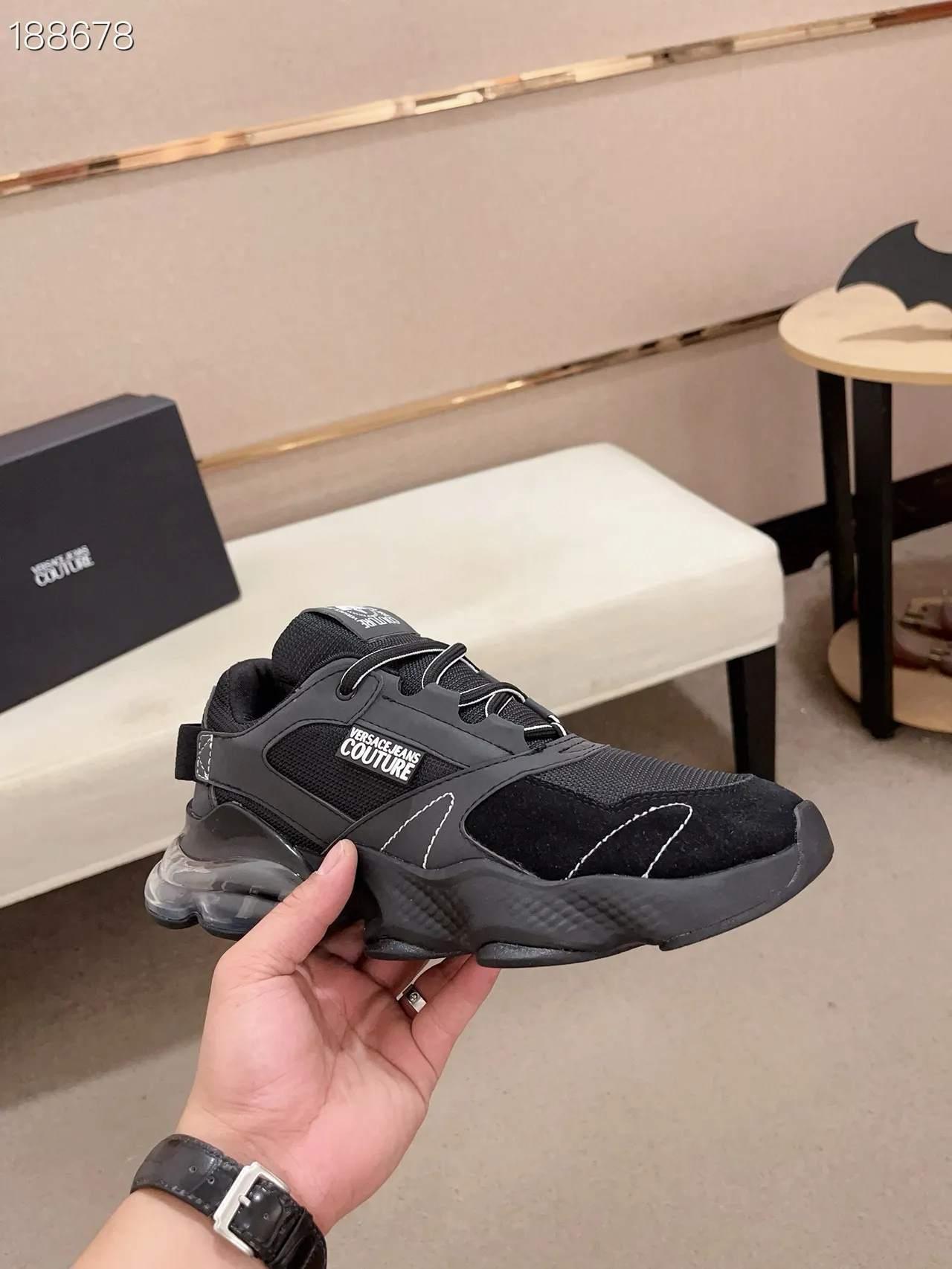 Versace Chain Reaction أحذية رياضية سوداء شفافة كعب سميك 8
