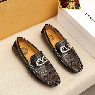Versace Chain Reaction Mocassins Marron Croc-Embossed Patent