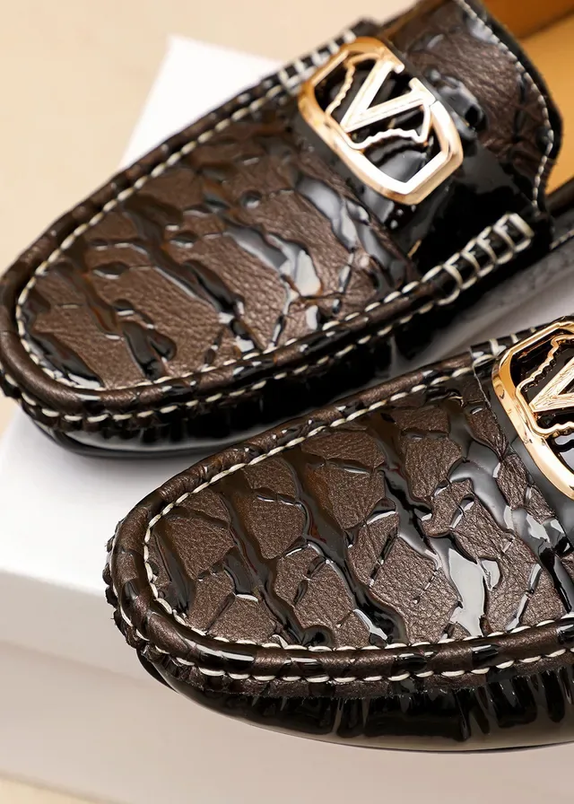 Versace Chain Reaction Brown Croc-Embossed Patent Loafers 6