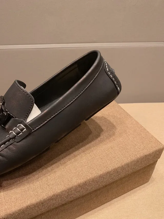 Versace Chain Reaction Medusa-Buckle Patinated Black Loafers 7
