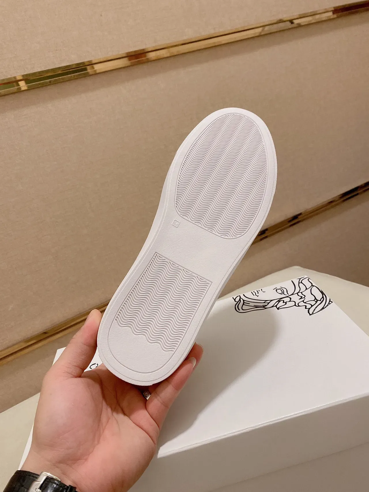 Versace Chain Reaction White and Gold Lifestyle Sneakers 3
