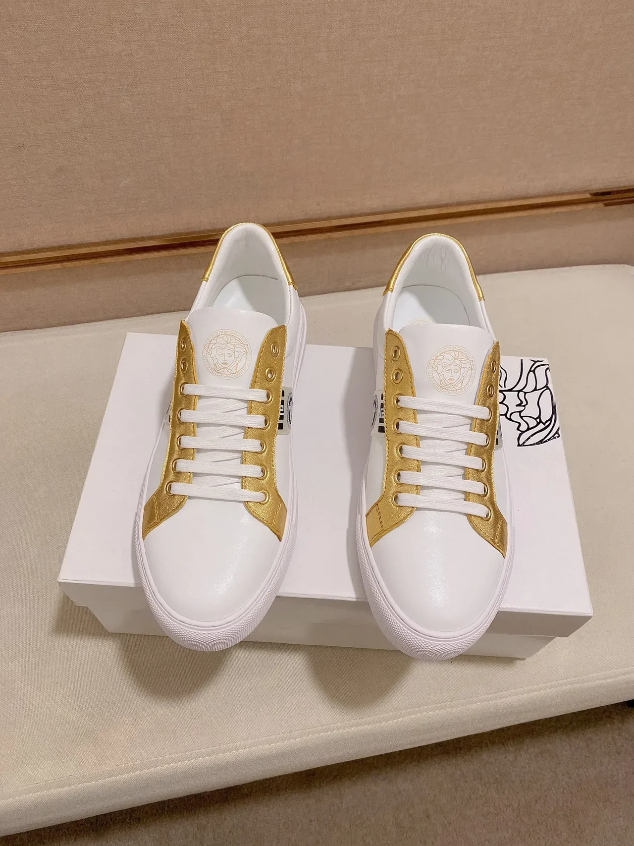 Versace Chain Reaction White and Gold Lifestyle Sneakers 6