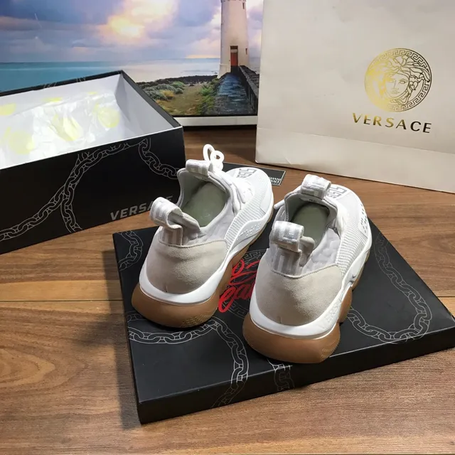 Versace Chain Reaction White Mesh and Gum Chunky Sneakers 5