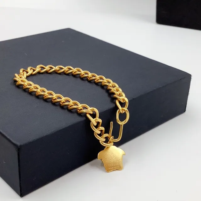 Versace Gold Curb Chain Medusa Head Pendant Necklace 3