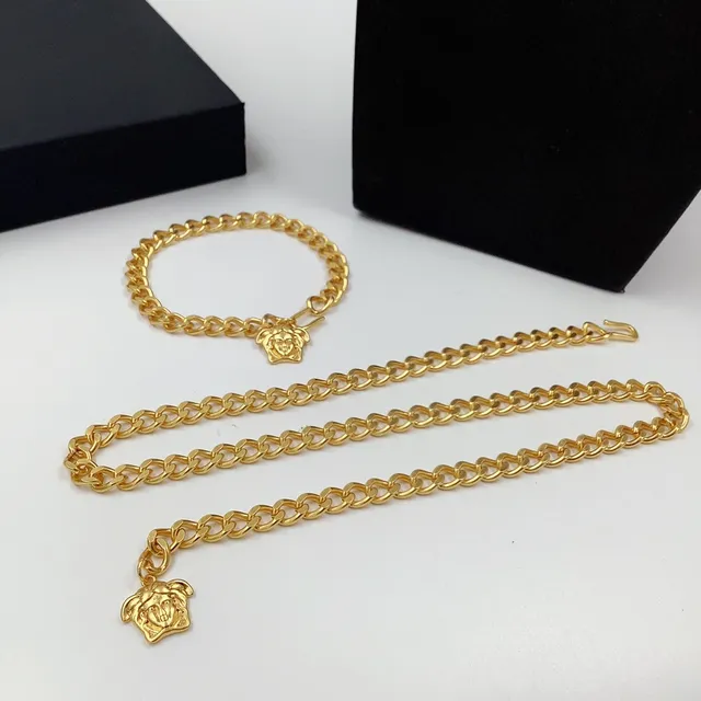Versace Gold Curb Chain Medusa Head Pendant Necklace 6