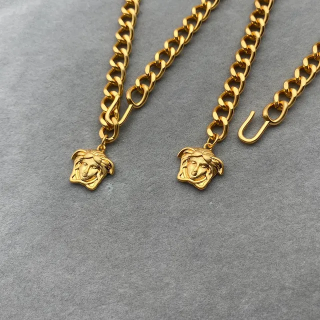 Versace Gold Curb Chain Medusa Head Pendant Necklace 9