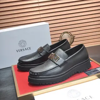 Versace Greca Odissea 黑色皮革乐福鞋