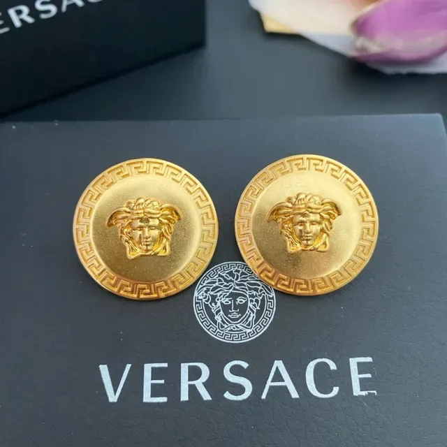 Versace Greca Odissea Gold-Tone Medusa Stud Earrings 8