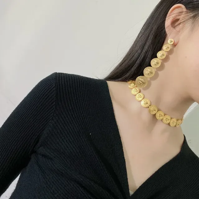 Versace Medusa Greca Coin-Style Gold-Tone Earrings 3