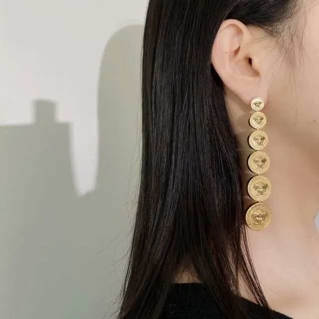 Versace Medusa Greca Coin-Style Gold-Tone Earrings 6