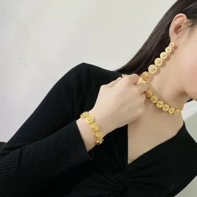 Versace Medusa Greca Coin-Style Gold-Tone Earrings 7
