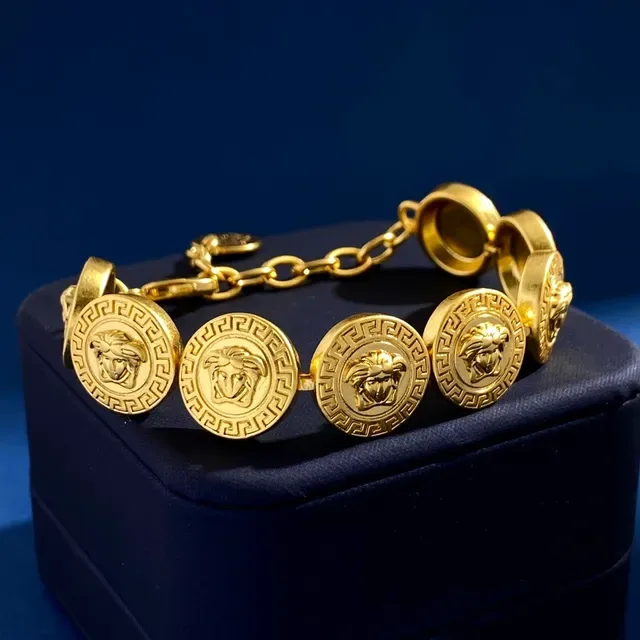 Versace Medusa Greca Coin-Style Gold-Tone Earrings 9